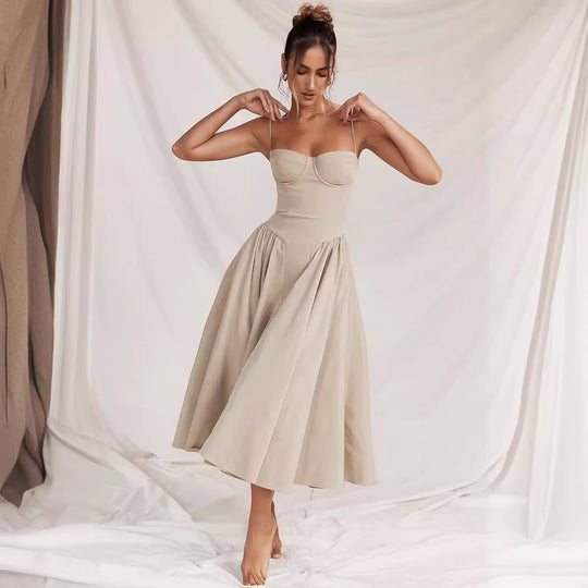 Damen Midi-Kleid mit elegantem Schnitt und komfortablen Trägern EB