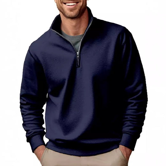 Herren nan Halbzip-Sweatshirt mit Stehkragen und weichem Fleece-Innenfutter EB