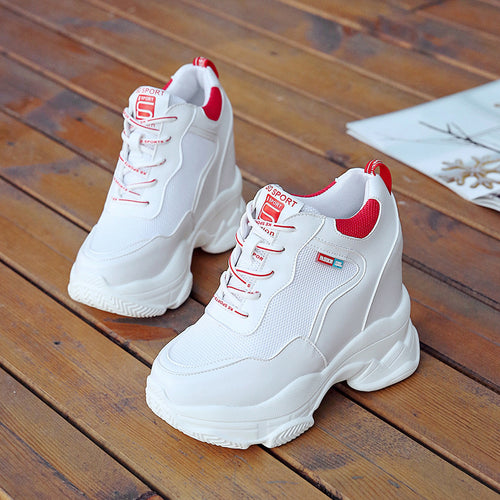 Damen Sportliche Hochfront Sneakers mit atmungsaktiver Oberflächenstruktur und dämpfender Sohle EB
