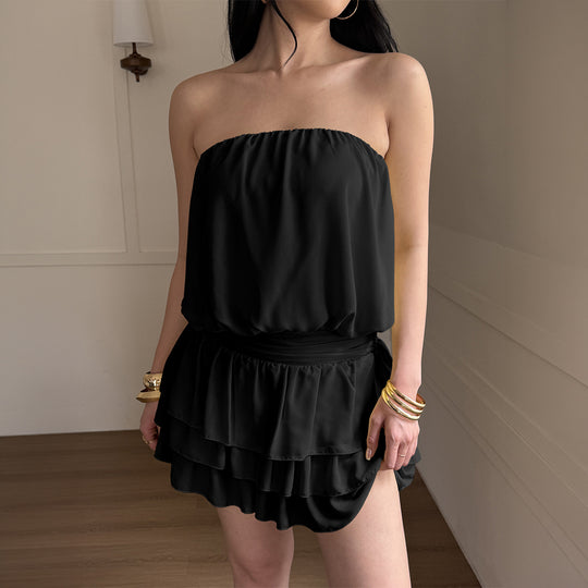 Damen Voluminöses Minikleid mit Rüschendetails EB