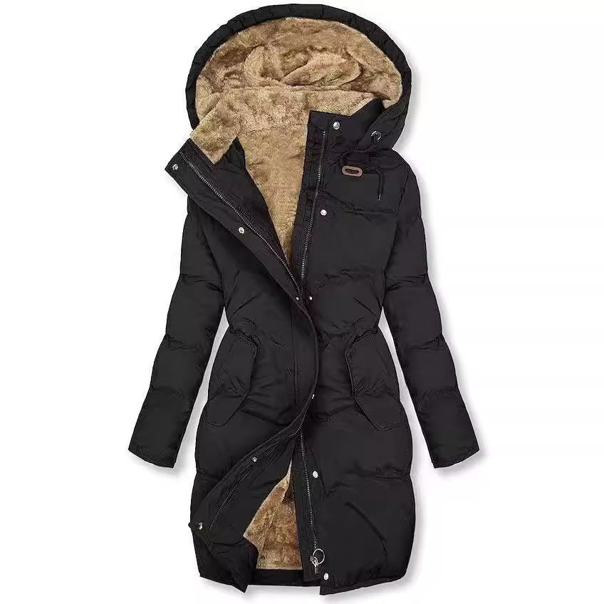 Damen gefütterter Winterparka mit abnehmbarer Kapuze und weichem Innenfutter EB