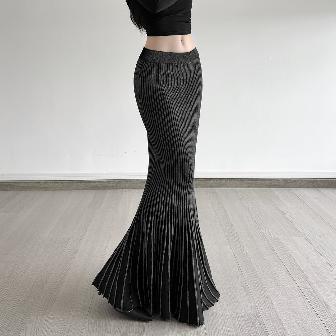 Damen Maxirock mit eleganter Rippenstruktur und modischem Glockenlauf EB