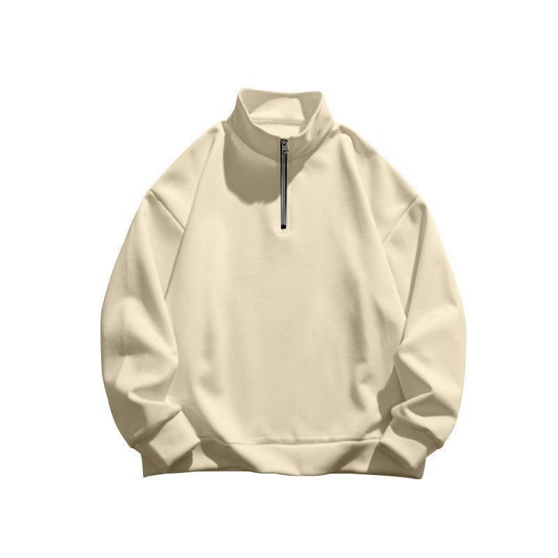 Unisex oversized Sweatshirt mit halbem Reißverschluss und Stehkragen aus weichem Baumwollmix EB