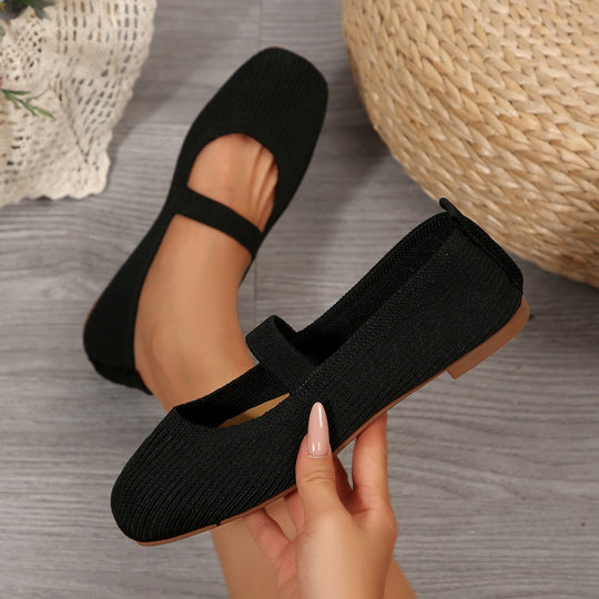 Damen Komfortable Ballerinas mit elastischem Riemen EB
