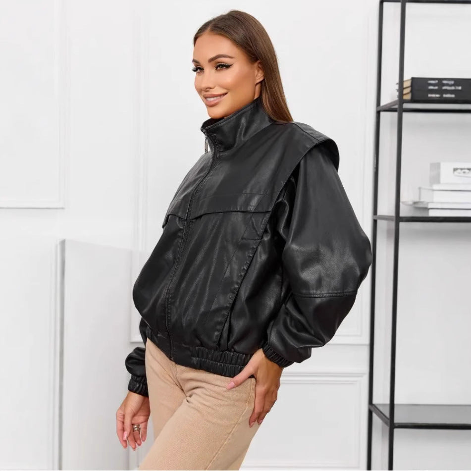 Damen modische Kunstlederjacke EB