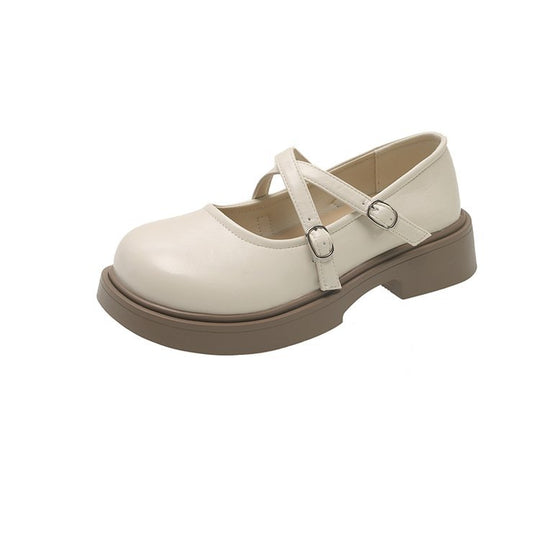 Damen modische Mary Jane Ballerinas mit verstellbarem Riemen aus hochwertigem Leder EB