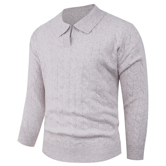 Herren eleganter Strickpullover mit modernem Zopfmuster EB