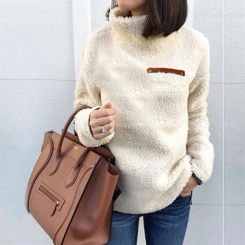 Damen Fleece-Pullover mit hohem Kragen und femininer Passform EB