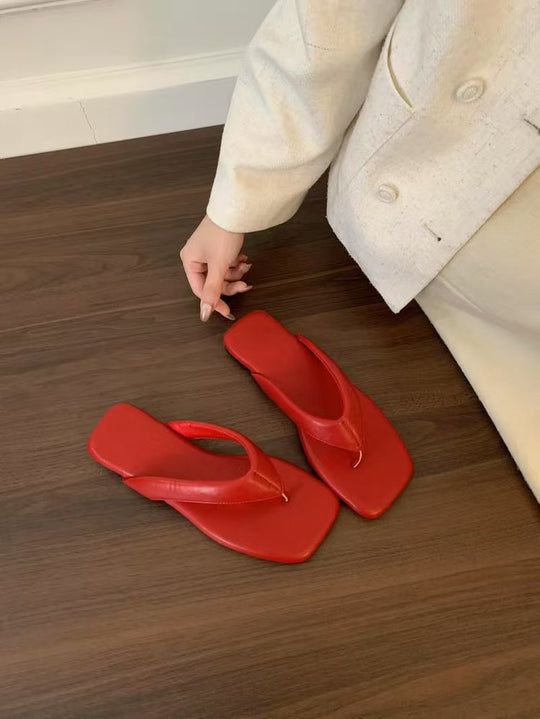 Damen modische Zehentrenner-Pantoletten mit ergonomischem Fußbett und elegantem Design EB