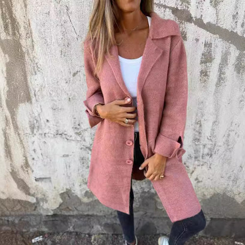 Damen kuscheliger Oversize-Mantel mit praktischen Taschen und elegantem Revers EB