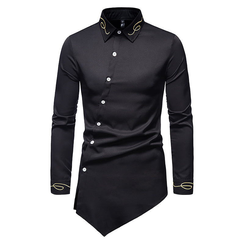 Herren Longsleeve Hemd im avantgardistischen Design mit asymmetrischem Saum EB