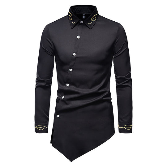 Herren Longsleeve Hemd im avantgardistischen Design mit asymmetrischem Saum EB