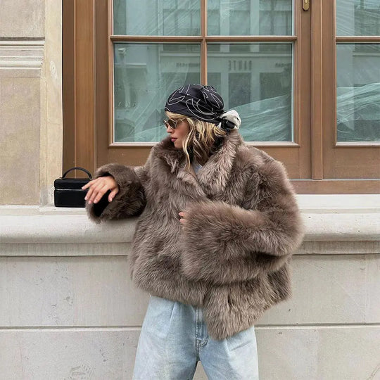 Damen Kurze Felljacke EB