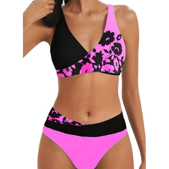 Damen Badeset mit glänzendem floralem Muster EB