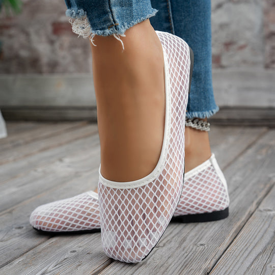 Damen atmungsaktive Slip-On Ballerinas mit flexiblem Netzdesign EB