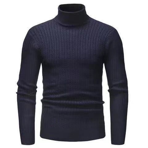 Herren nan schlanker Rollkragenpullover mit Zopfstruktur, feinem Rippstrick und elastischen Bündchen EB