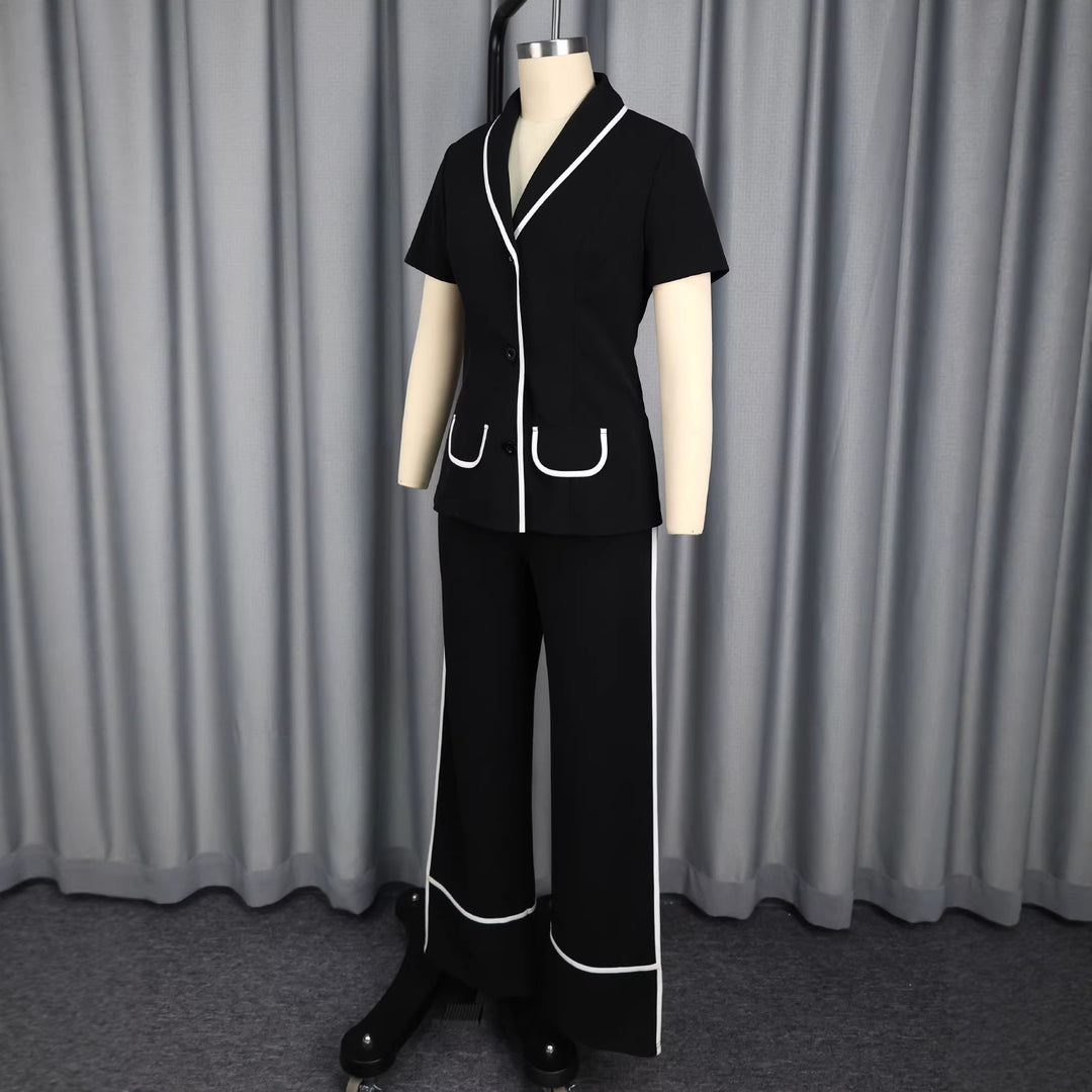 Damen Elegant geschnittenes Top und Flared Hose Set EB