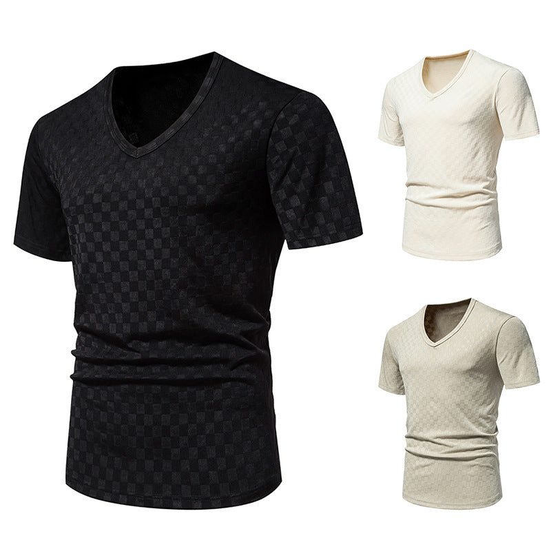 Herren V-Ausschnitt Shirt mit strukturierter Oberfläche EB