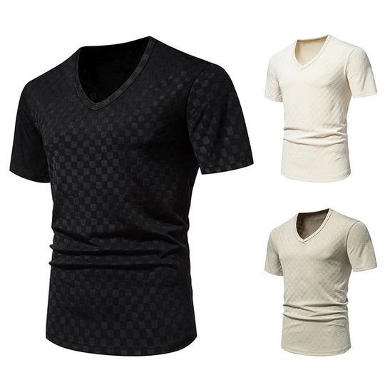 Herren V-Ausschnitt Shirt mit strukturierter Oberfläche EB