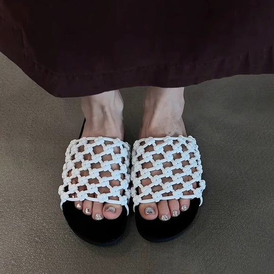 Damen Komfortable Clogs mit geflochtenem Design und gepolsterter Innensohle EB