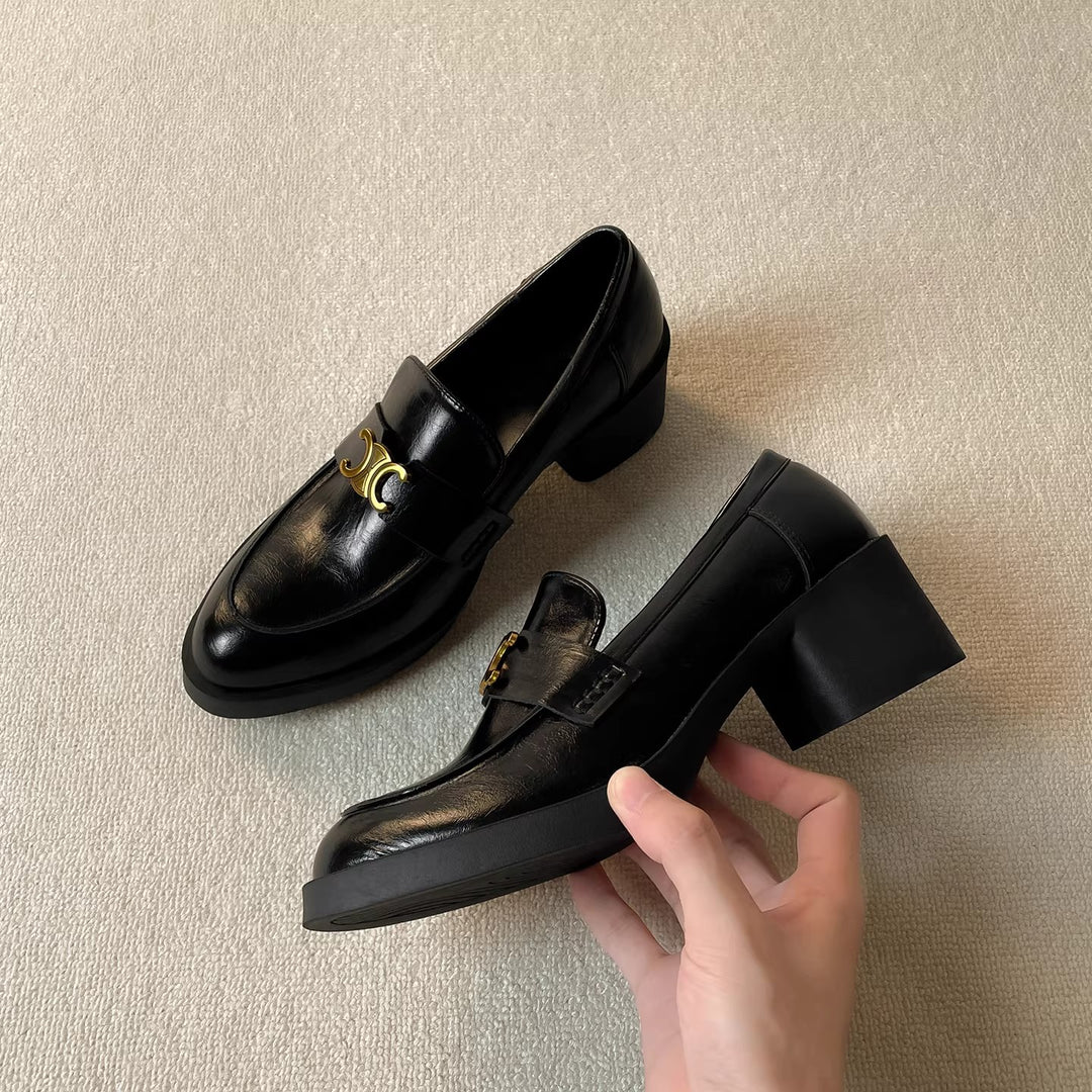 Damen Elegante Mokassins mit dekorativem Schnallenverschluss und hochwertigem Glanzleather EB