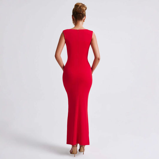 Damen Elegantes Langarm-Bodycon-Kleid mit quadratischem Ausschnitt und figurbetontem Schnitt EB