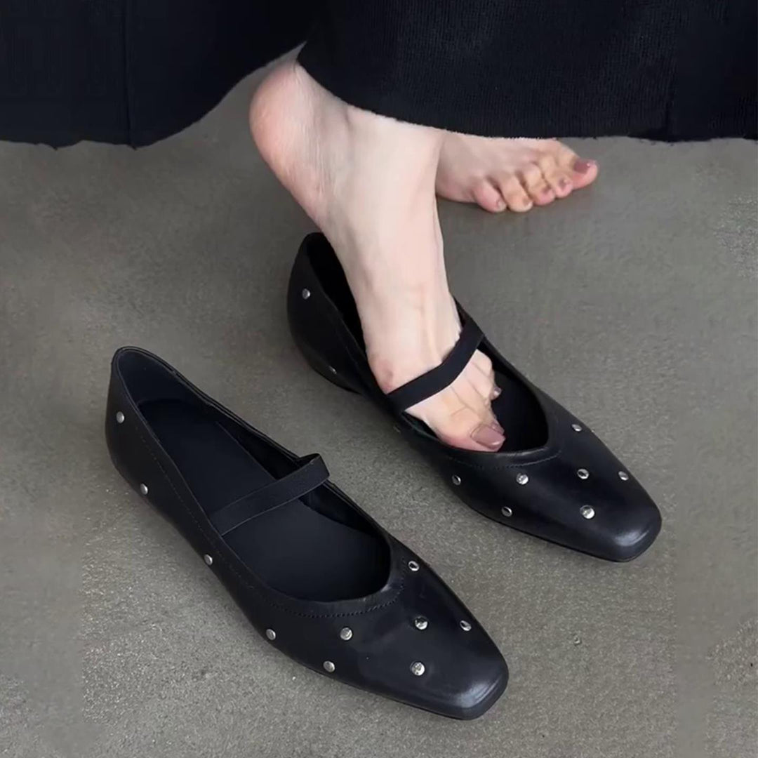 Damen Ballerinas mit Elastik-Riemchen und funkelnden Akzenten EB