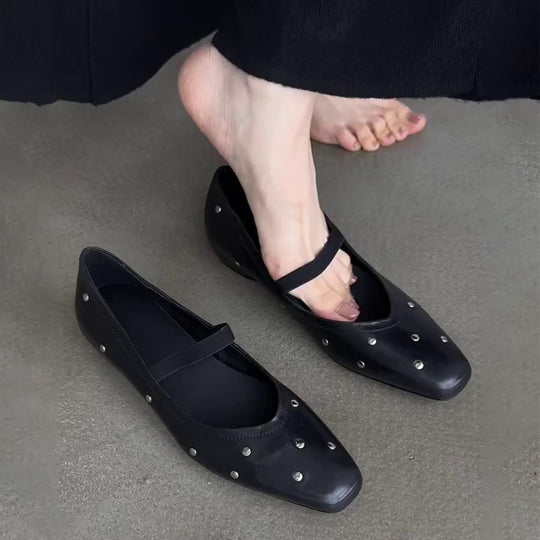 Damen Ballerinas mit Elastik-Riemchen und funkelnden Akzenten EB