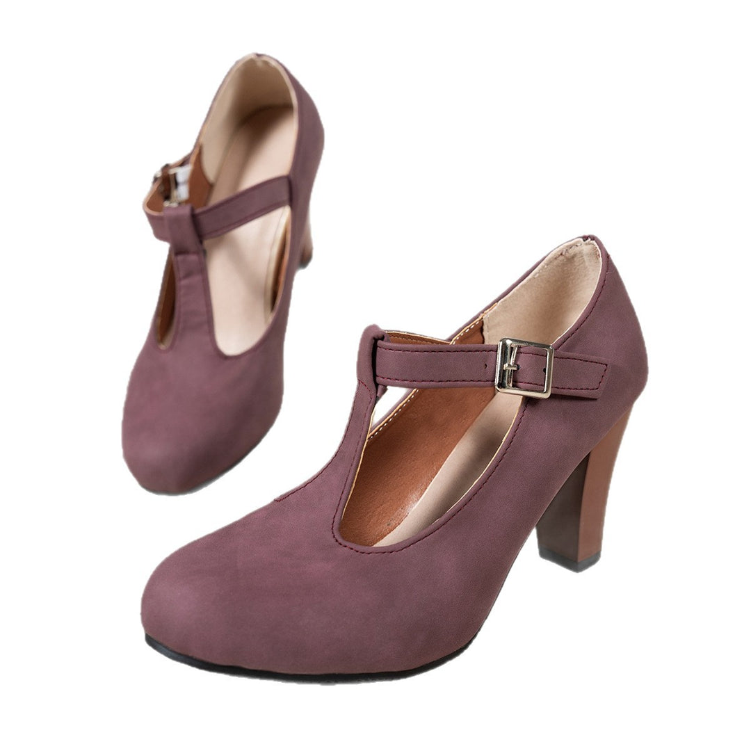 Damen elegante T-Strap Absatzschuhe EB