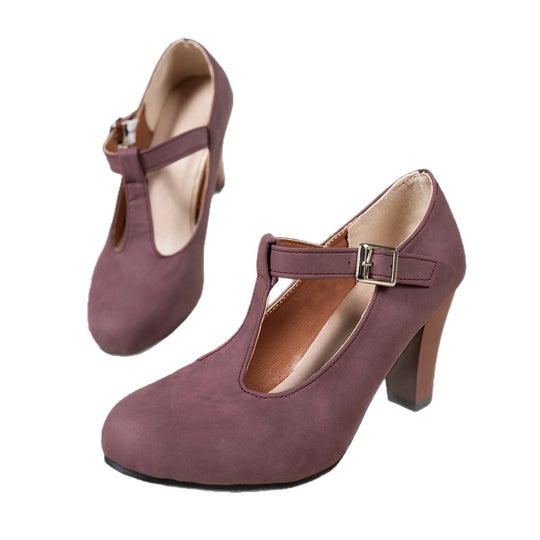 Damen elegante T-Strap Absatzschuhe EB