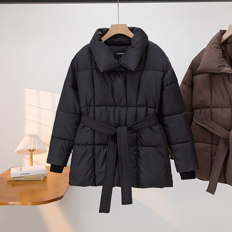 Damen Wattierte Jacke mit Gürtel und eleganter Kragenform EB