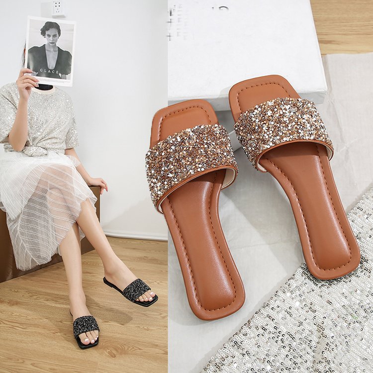 Damen Glitzernde Riemchen-Pantoletten EB