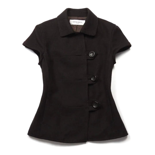 Damen Figurumspielende Kurzarmjacke mit Knopfdetails EB