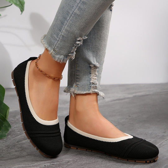 Damen Bequeme und atmungsaktive Ballerinas mit elastischem Einsatz EB