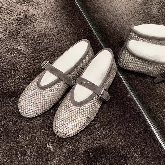 Damen elegante Ballerinas mit dekorativem Strassbesatz EB