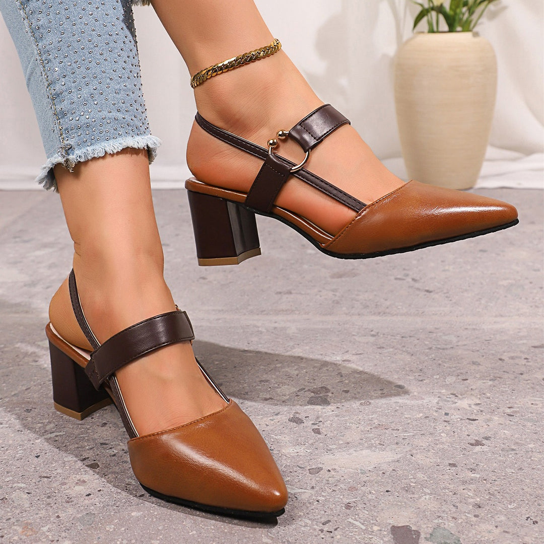 Damen Elegante Slingback-Pumps mit modischer Riemchen-Verzierung EB