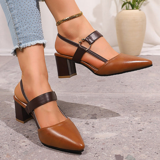 Damen Elegante Slingback-Pumps mit modischer Riemchen-Verzierung EB