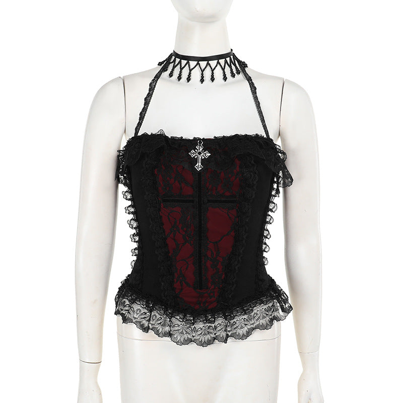Damen figurbetonte Bluse mit Rüschendetails und Schnürung EB
