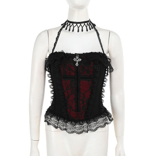 Damen figurbetonte Bluse mit Rüschendetails und Schnürung EB