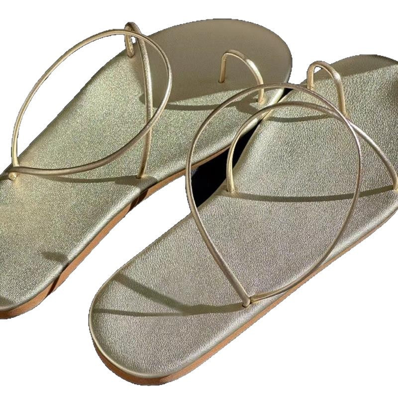 Damen elegante Flip-Flop-Sandalen mit raffiniertem Riemendesign EB