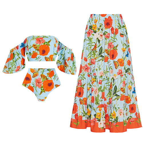 Damen Badeanzug- und Rock-Set mit floralem Design EB