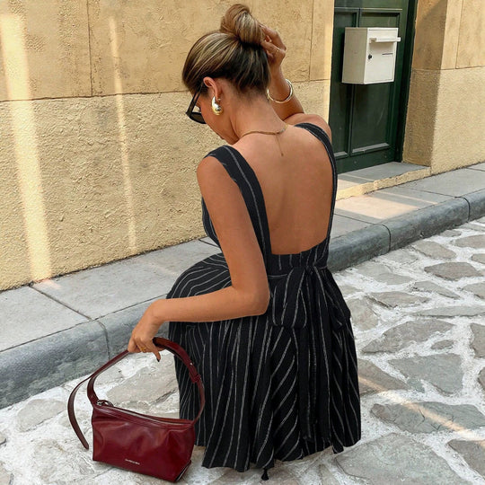 Damen Freizeitkleid mit lässigem Schnitt und gestreiftem Design EB