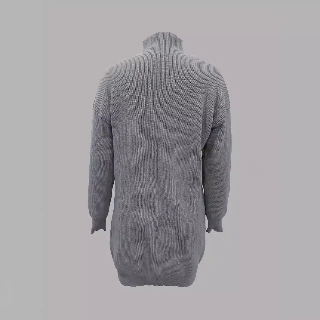Damen Modisches Strickkleid mit hohem Kragen und oversize Schnitt EB