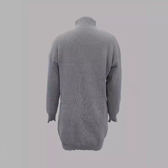 Damen Modisches Strickkleid mit hohem Kragen und oversize Schnitt EB