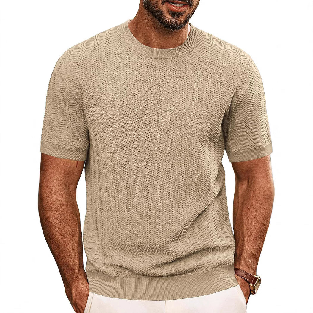 Herren strukturiertes Rundhals T-Shirt EB