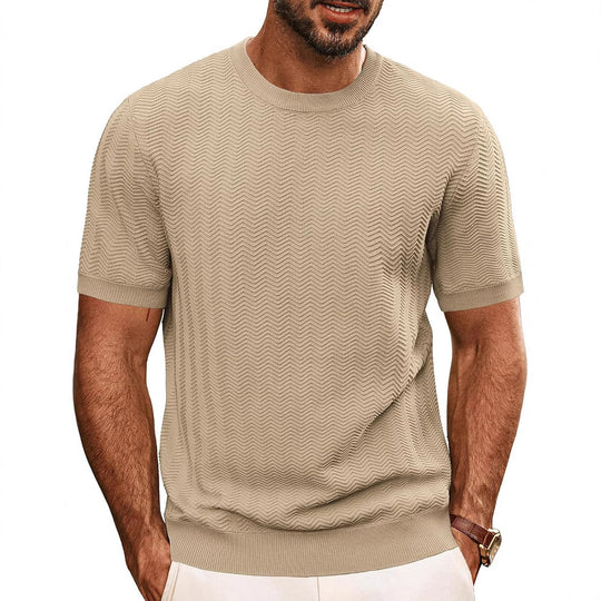 Herren strukturiertes Rundhals T-Shirt EB