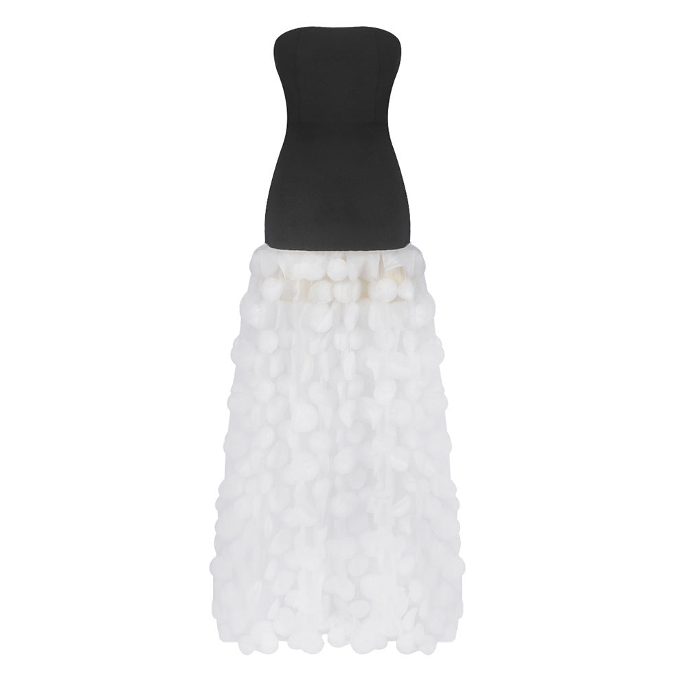 Damen Traumhaftes Tüll-Abendkleid ohne Ärmel und Volant-Design EB