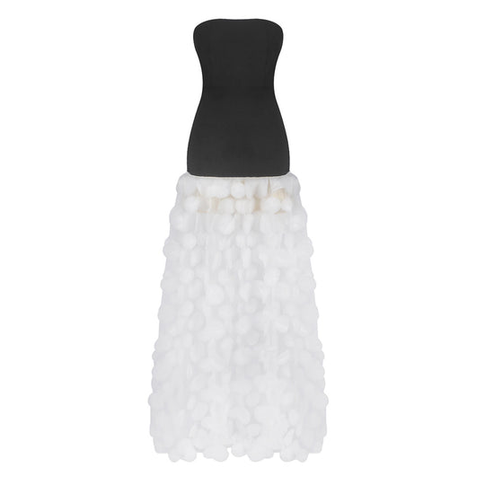 Damen Traumhaftes Tüll-Abendkleid ohne Ärmel und Volant-Design EB