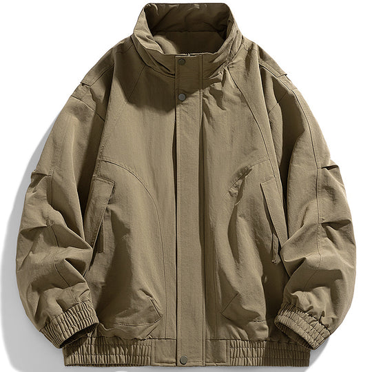 Herren moderner Utility-Blouson mit Stehkragen, verdeckter Druckknopfleiste und elastischem Saum EB