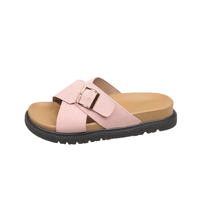 Damen Komfortable Mules mit modischem Schnallen-Detail EB